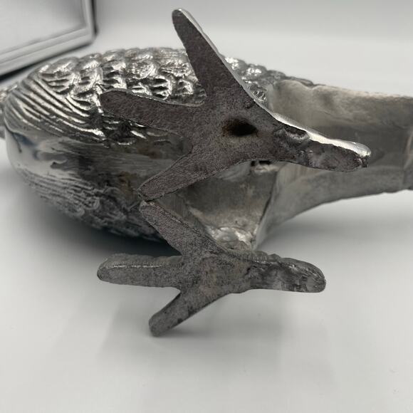 Metal Pheasant Figure Sculpture Silver Plate Pewter Are Decor MCM 18" - Picture 8 of 10